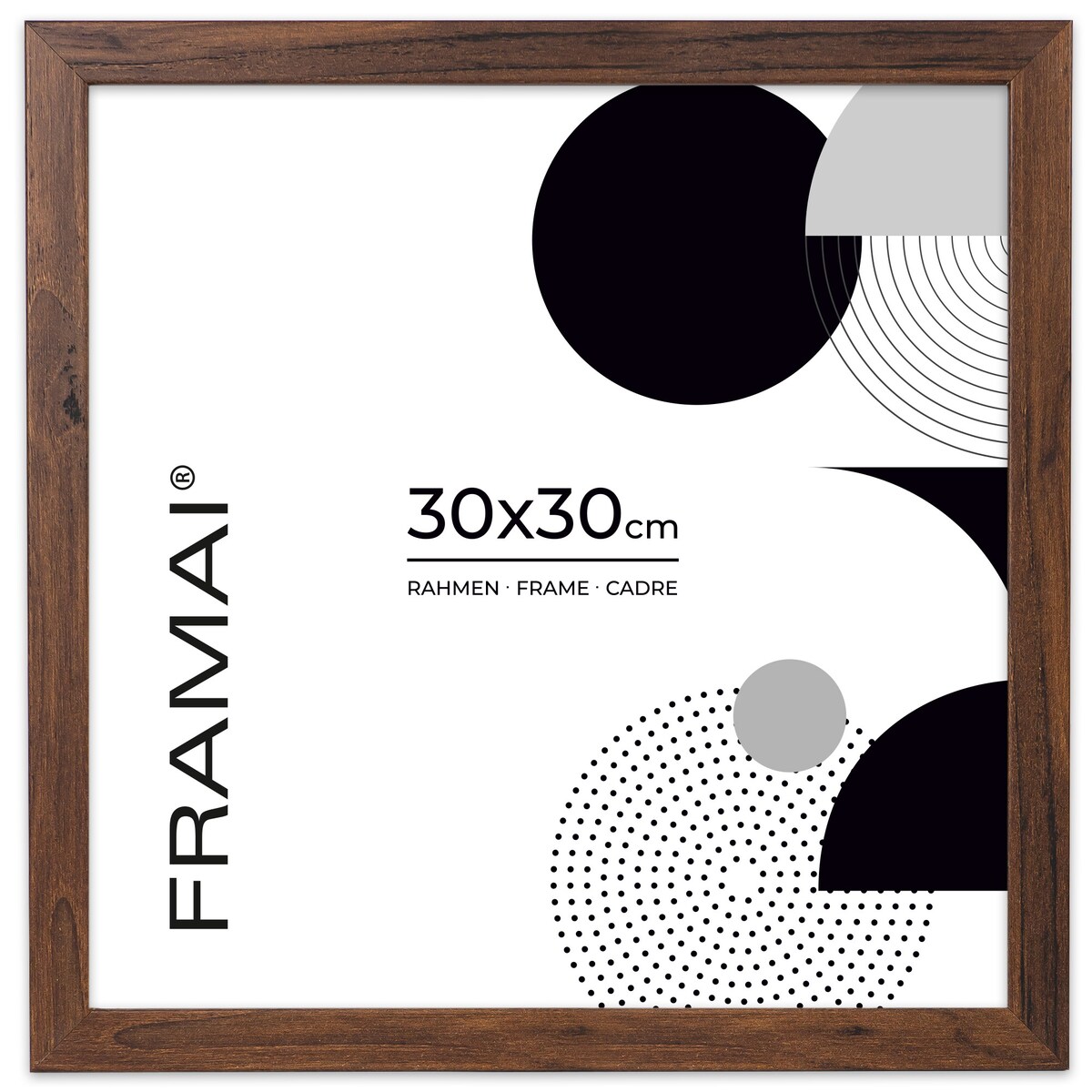 Ramka na zdjęcia 30x30 cm brązowa rama MDF z plexi do powieszenia klasyczna kwadratowa ramka FRAMAI