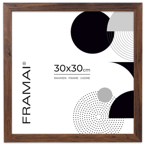 Ramka na zdjęcia 30x30 cm brązowa rama MDF z plexi do powieszenia klasyczna kwadratowa ramka FRAMAI