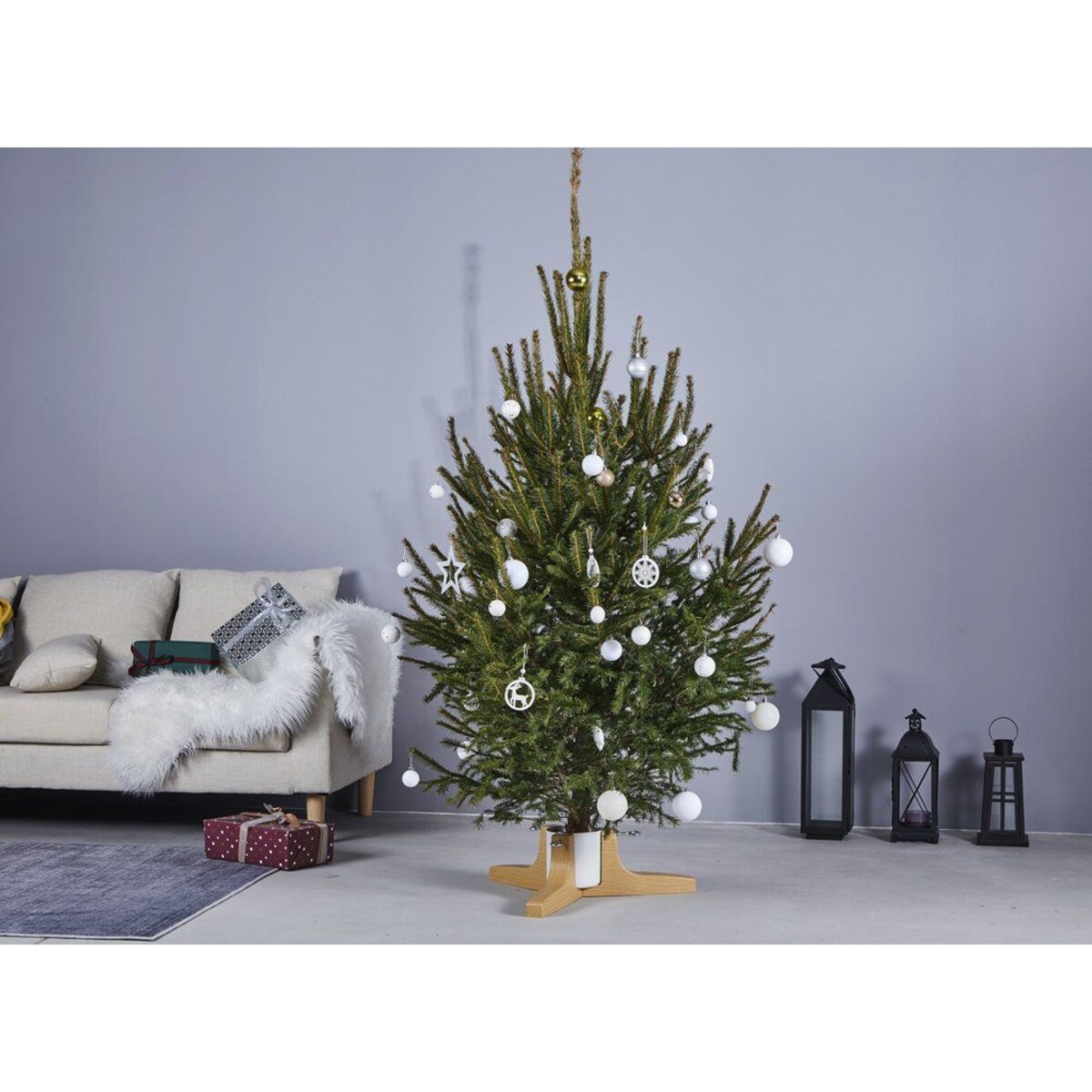 Stojak choinkowy z imitacją drewna, 62 cm, zbiornik 2,2 l