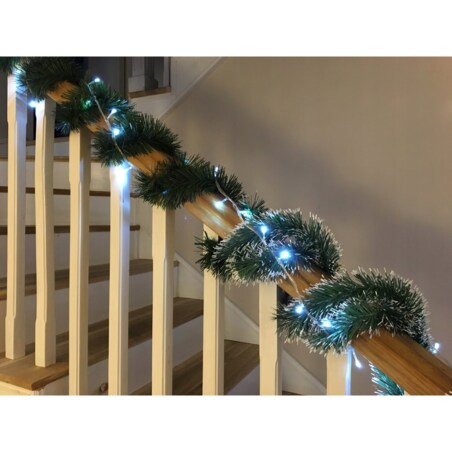 GIRLANDA CHOINKOWA biało zielona GĘSTA DUŻA na schody barierki stół łańcuch