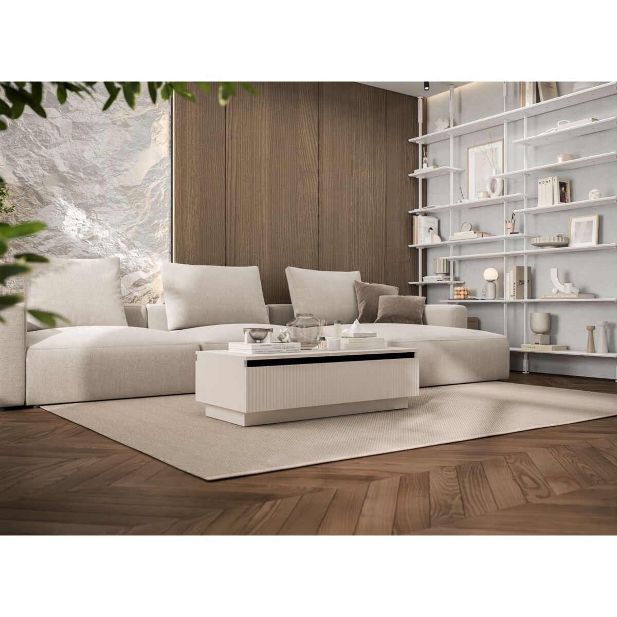 Nowoczesny Stolik kawowy Glamour prostokątny elegancka ława Kaszmir Mat 109 cm