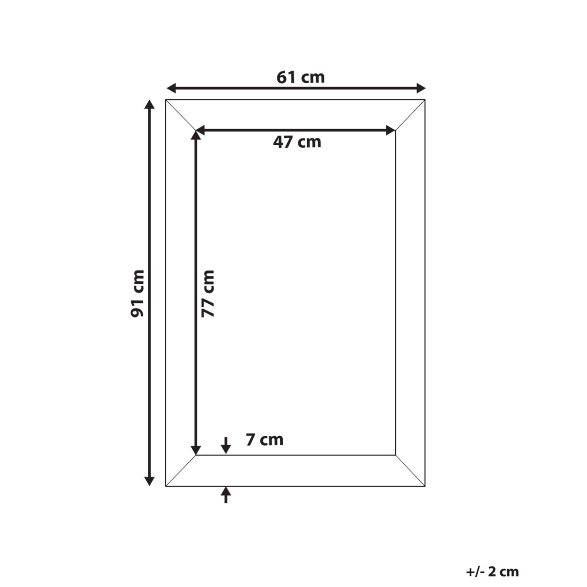 Lustro ścienne 61 x 91 cm srebrne MERVENT