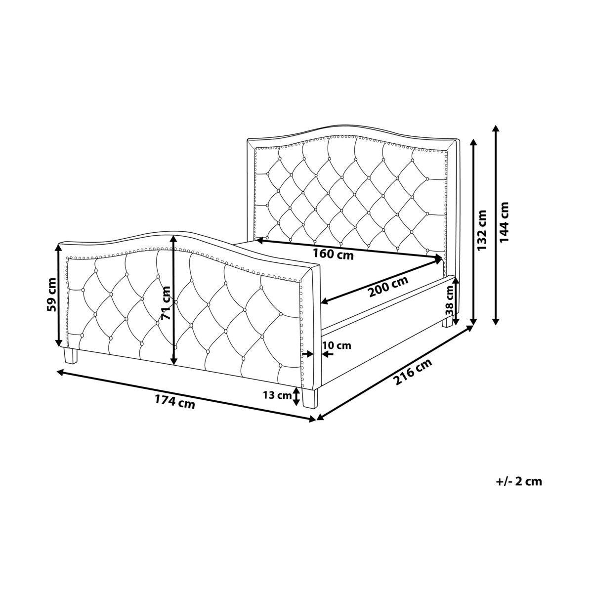 Łóżko tapicerowane 160 x 200 cm beżowe AUREL