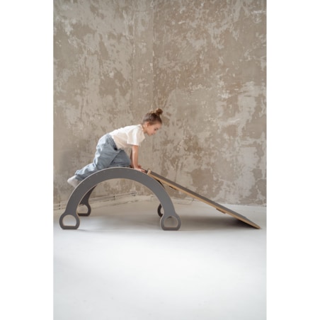 DUŻY bujak montessori + DUŻA zjeżdżalnia CHMURKI - szary