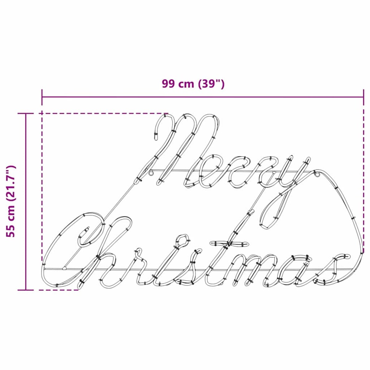 vidaXL Znak Świąteczny Czerwony 99 x 55 x 13 cm Żelazo