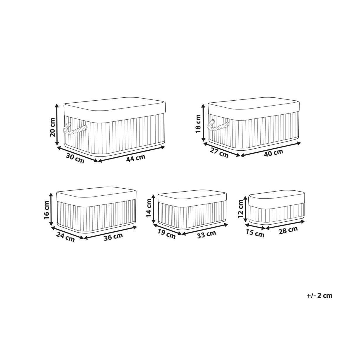 Zestaw 5 koszy bambusowych jasne drewno TALPE