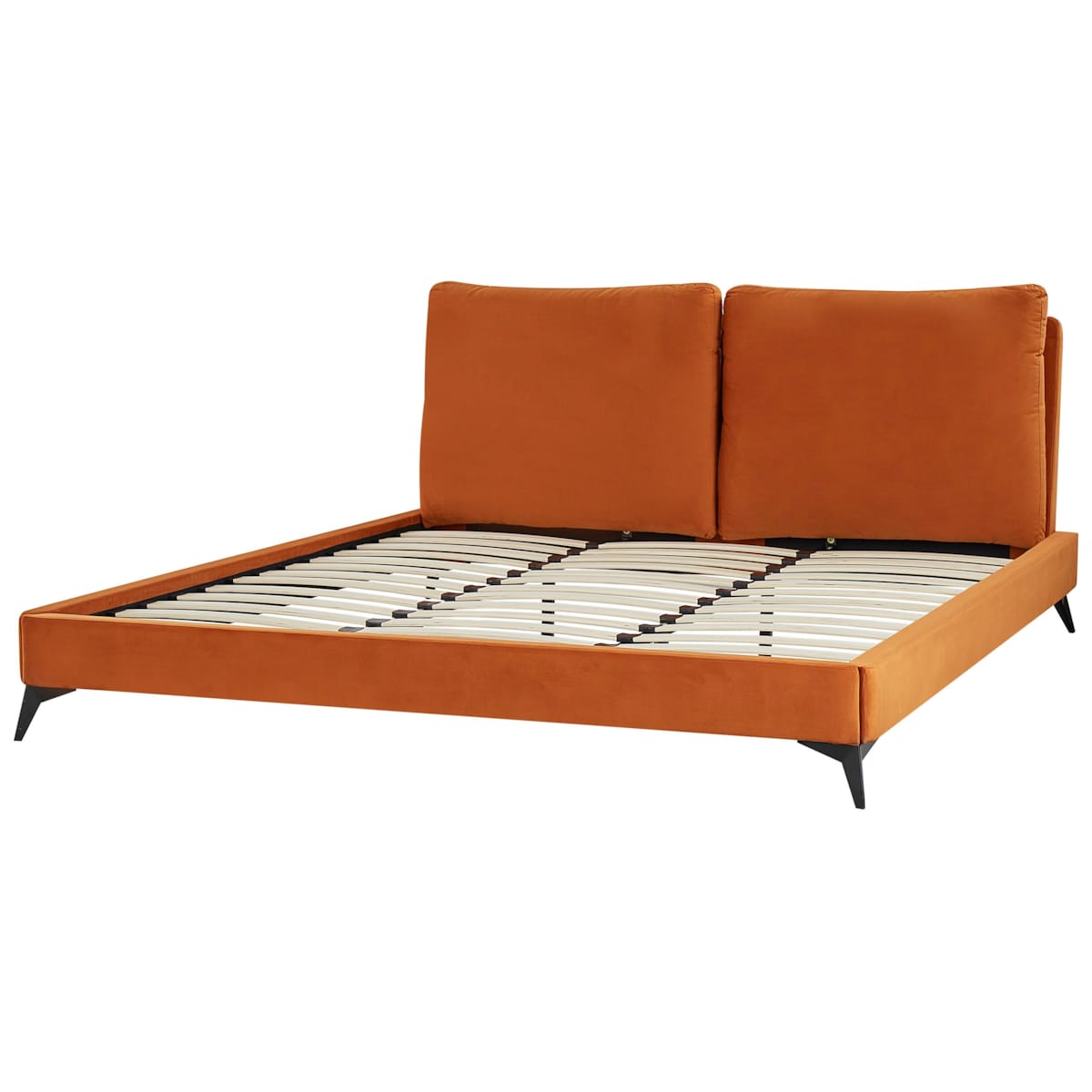 Łóżko welurowe 180 x 200 cm pomarańczowe MELLE