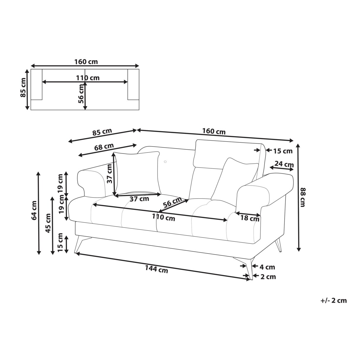 Sofa 2-osobowa beżowoszara SKIVE