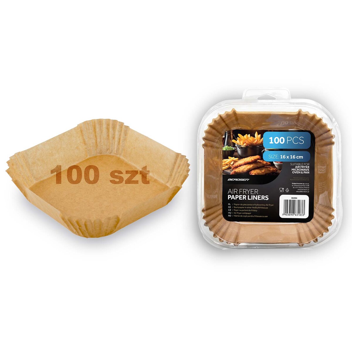 Papier do pieczenia Berdsen wkładki do frytkownicy 100 szt. 16 cm 364904