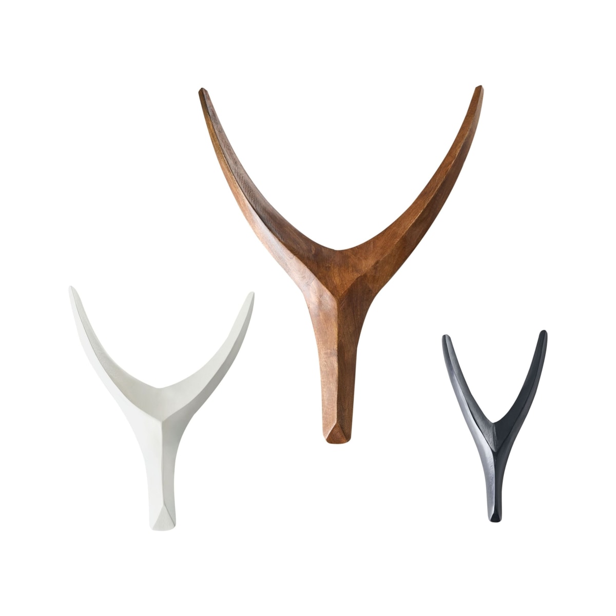 Zestaw 3 dekoracji wiszących Poroże AUCHI Drewno mango 52/30/25 cm Kolorowy