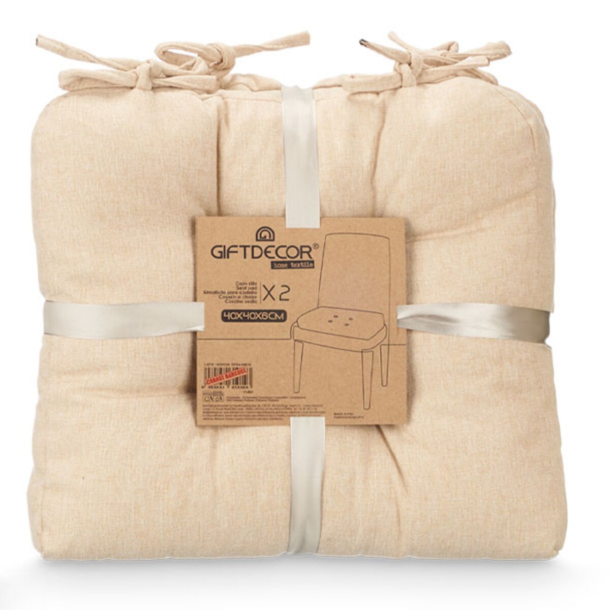 Poduszki na krzesło z pikowaniem i troczkami, 40 × 40 cm