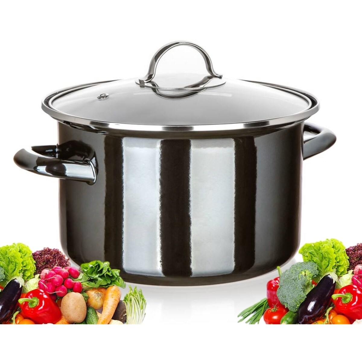 Garnek emaliowany BANQUET METALIC Czarny 26cm, 6 L DO GOTOWANIA duży