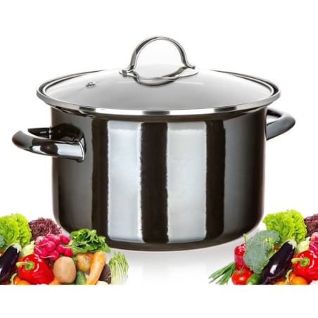 Garnek emaliowany BANQUET METALIC Czarny 26cm, 6 L DO GOTOWANIA duży