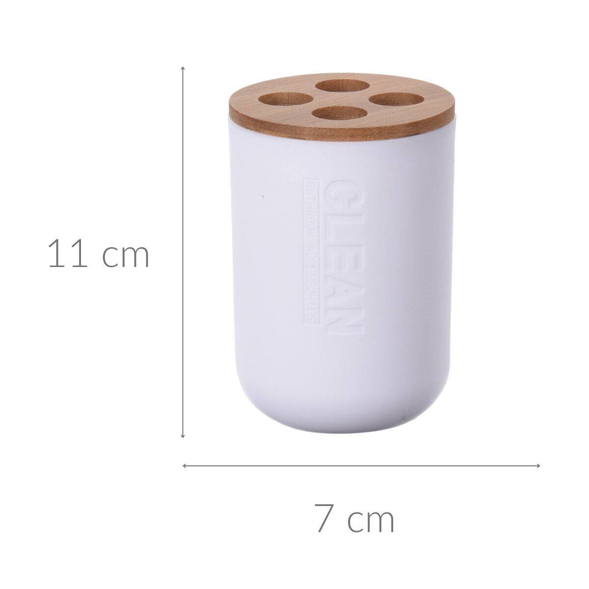 Kubek na szczoteczki z bambusowym wieczkiem