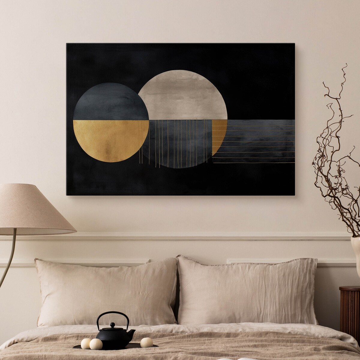 Obraz Na Płótnie Do Salonu Abstrakcyjne Koła Kształty Geometryczne 70x50cm