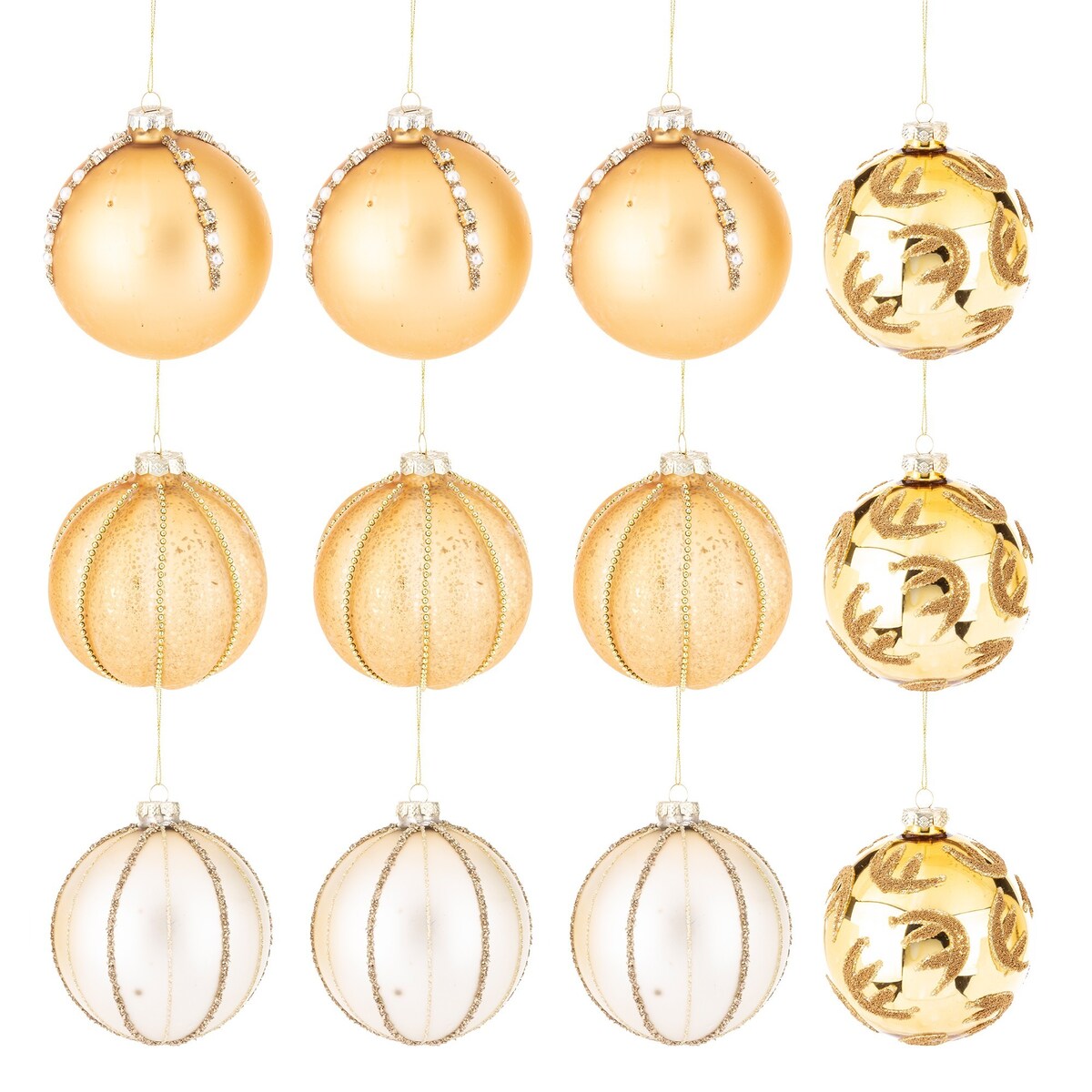 Bombki szklane 3 szt. złote i 1 srebrna Ø 10 cm MABBOLA