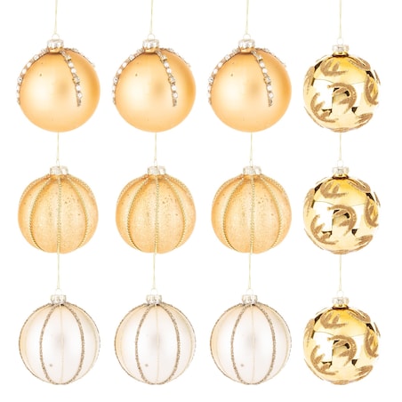 Bombki szklane 3 szt. złote i 1 srebrna Ø 10 cm MABBOLA
