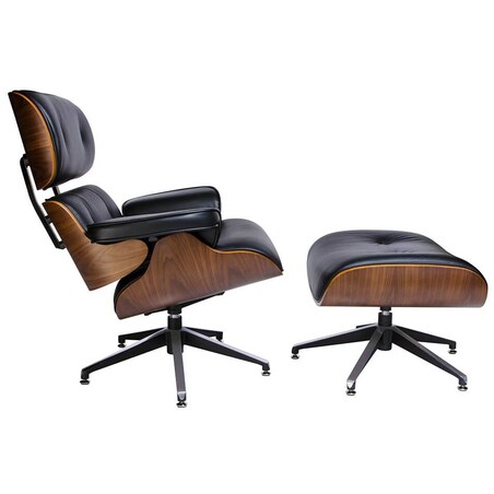 Fotel z podnóżkiem Lounge KH1501100142 Modesto Design czarny orzech, King Home