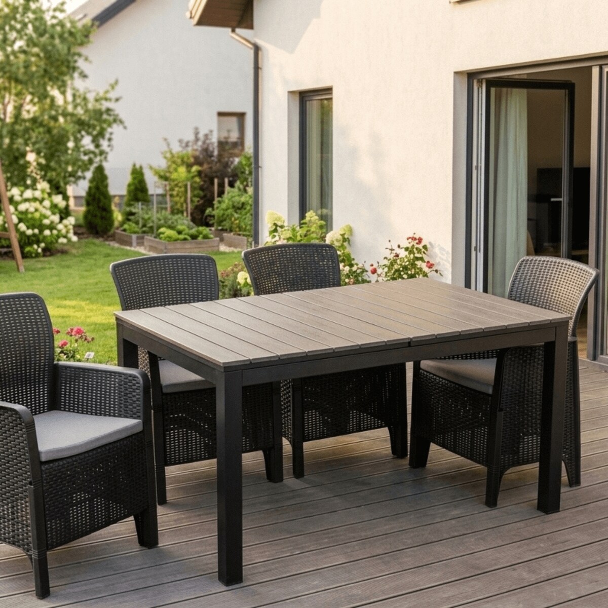 Stół Ogrodowy Rozkładany Na Ogród Działka Taras Szary ARGOS 140-180