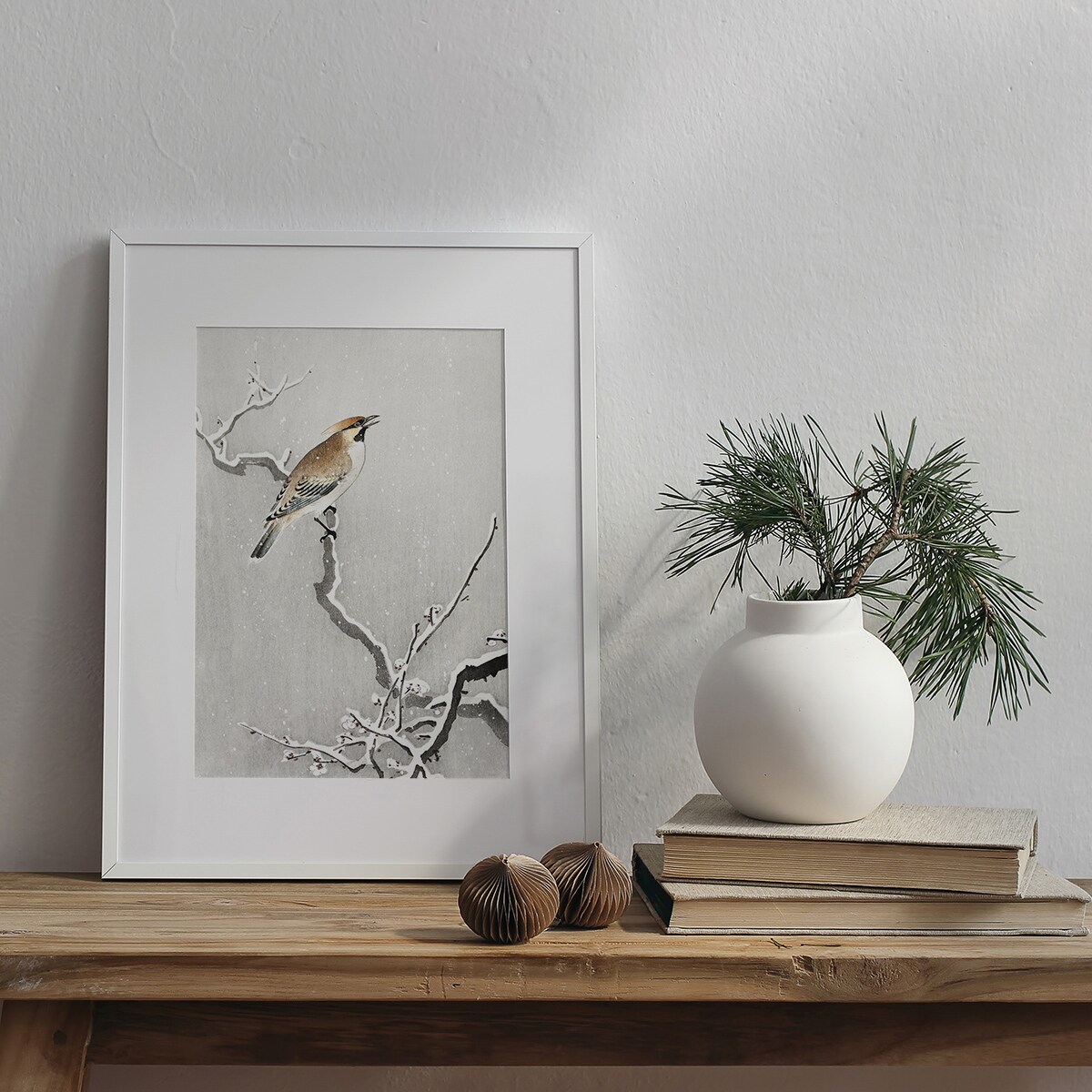 Plakat Jemiołuszka Na Śnieżnej Gałęzi 21x30cm