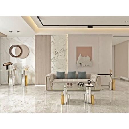 Stolik kawowy nowojorski złoto-srebrny / ława Mediolan Premium 130x70x40