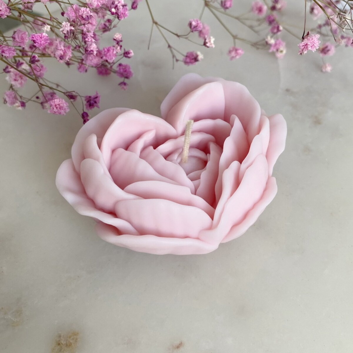 Świeca sojowa ekologiczna dekoracyjna "Rose Heart" 75x38mm różowa