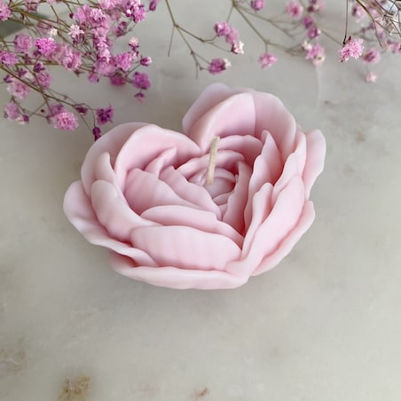 Świeca sojowa ekologiczna dekoracyjna "Rose Heart" 75x38mm różowa