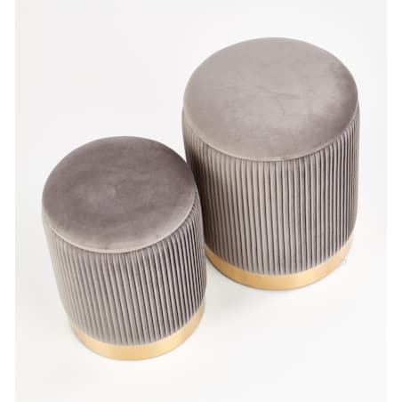 Zestaw 2 PUFY ZE SCHOWKIEM Goltra szare ZŁOTA PODSTAWA