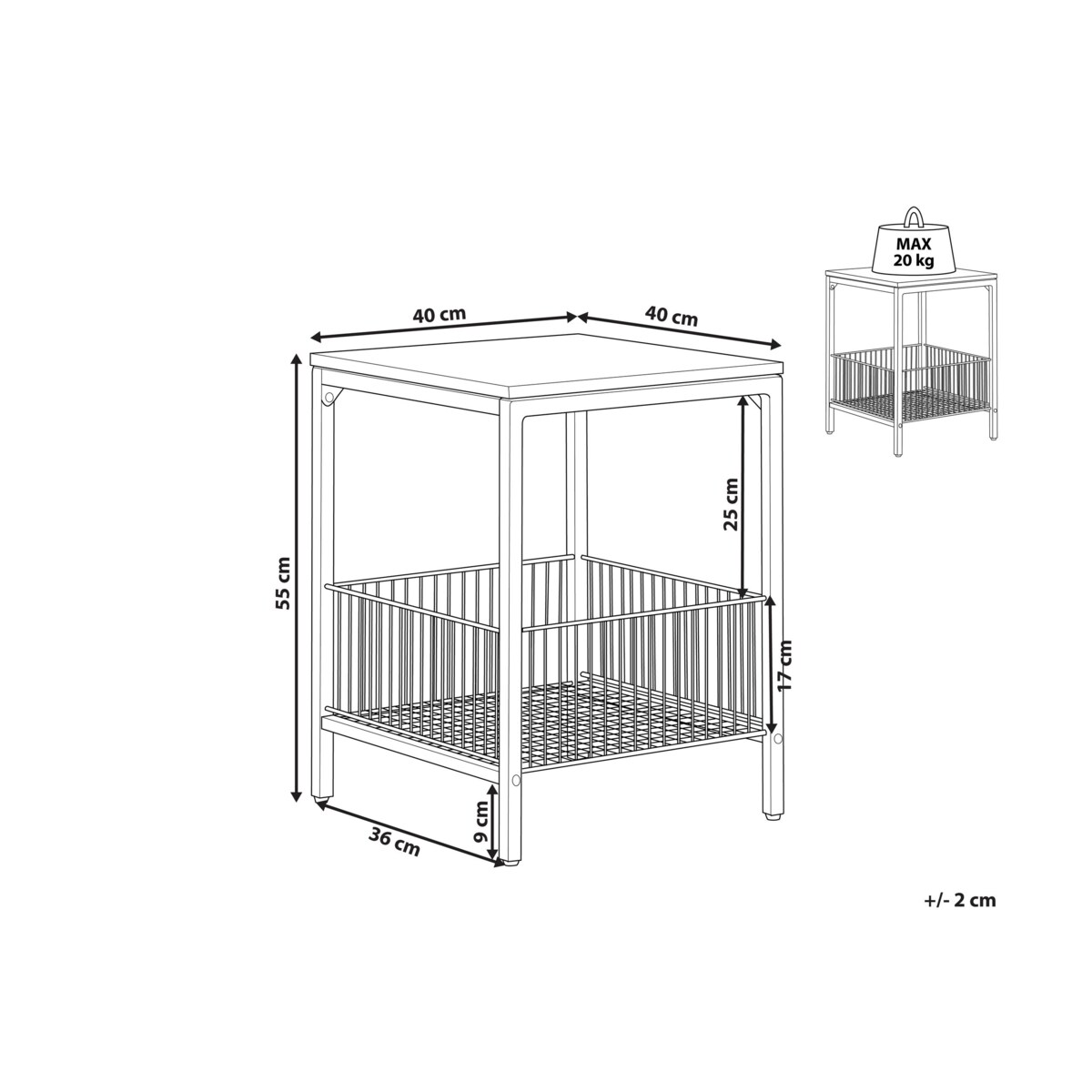 Stolik pomocniczy ciemne drewno z czarnym KENNER