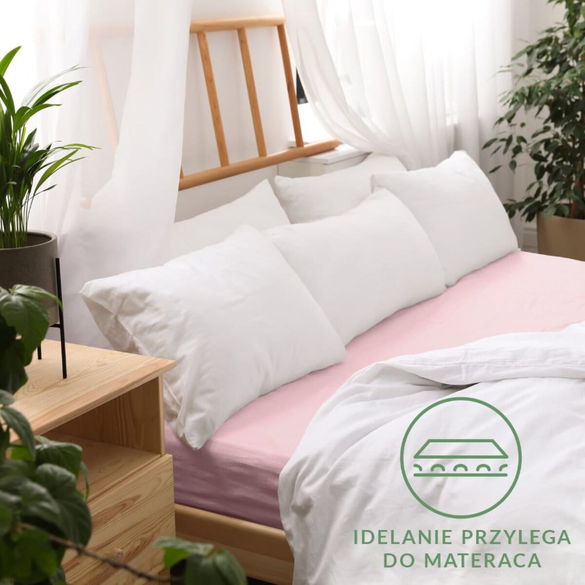 Prześcieradło z bawełny jersey z gumką 80x160 kolor Róż kwarcowy