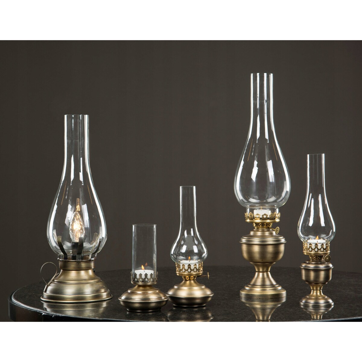 ŚWIECZNIK tealight OLJA lampa naftowa ZŁOTA RETRO