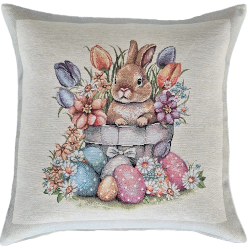 Poszewka Wielkanocna Na Poduszkę 45X45 Cm Jasiek Żakardowa Z Zajączkiem