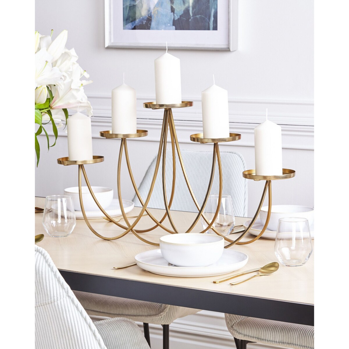 Świecznik metalowy 38 cm złoty BUARAN