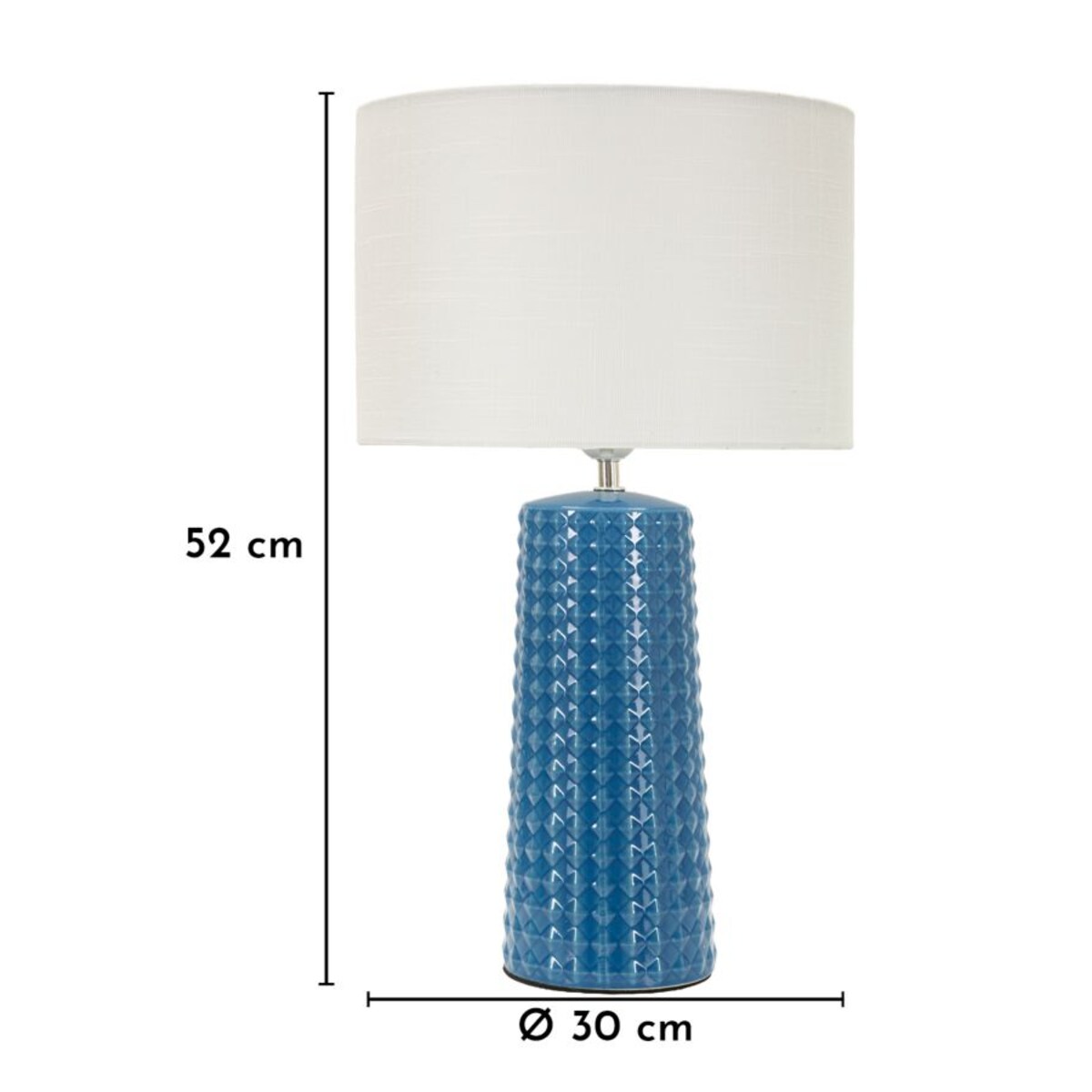 Lampa stołowa Gliss, kolor niebieski i biały, ceramika, żelazo i tkanina, 30 x 30 x 52 cm, 1 x E27, max. 40 W, styl nowoczesny, Mauro Ferretti