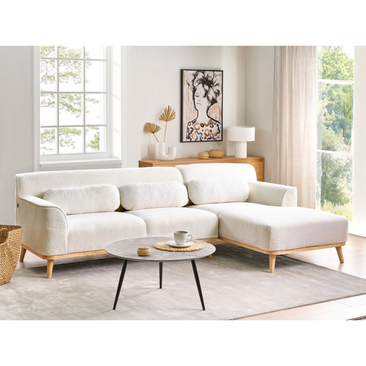 Narożnik boucle lewostronny biały SIMOS