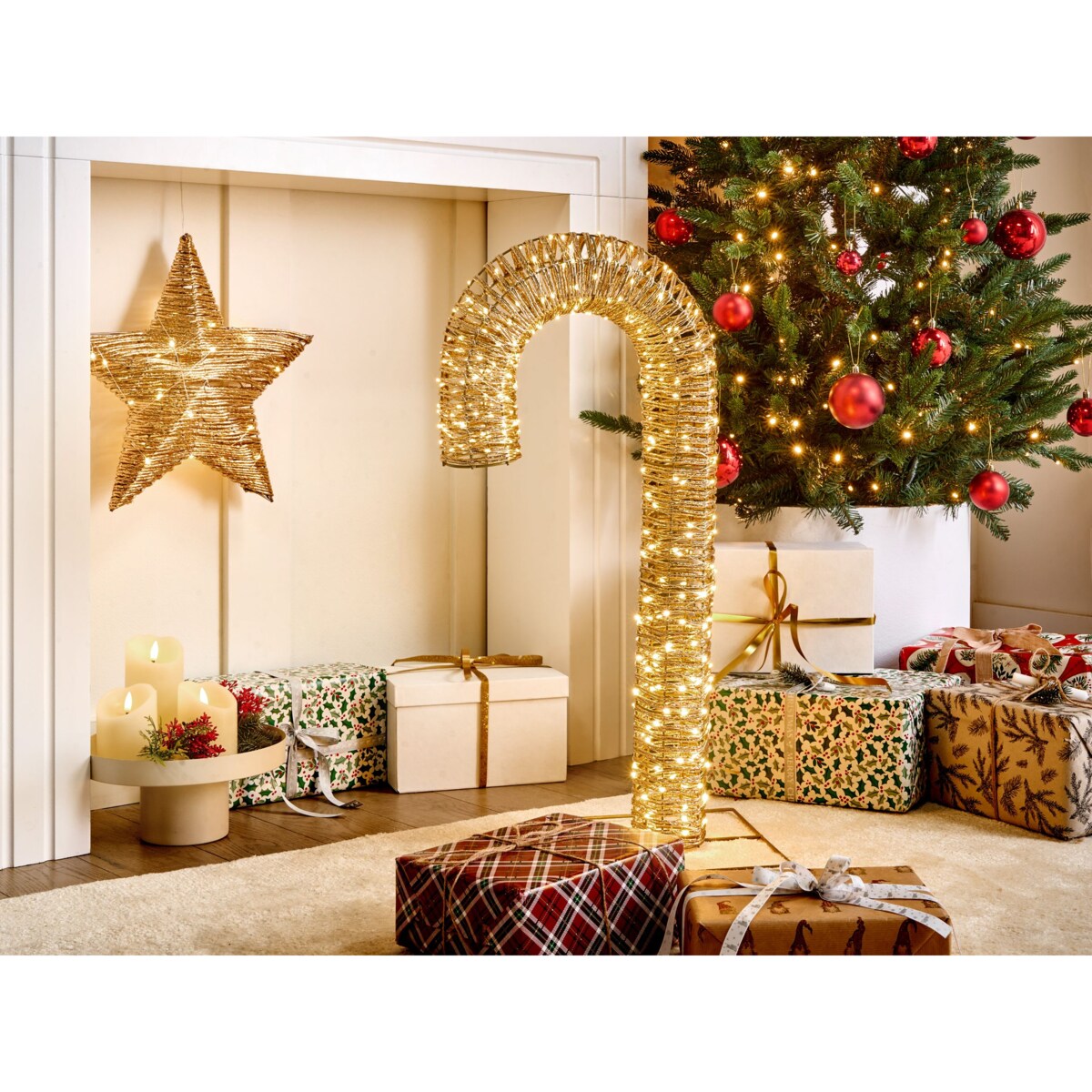 Dekoracja ogrodowa LED HOLMAVIK Laska cukrowa 74 cm Złoty