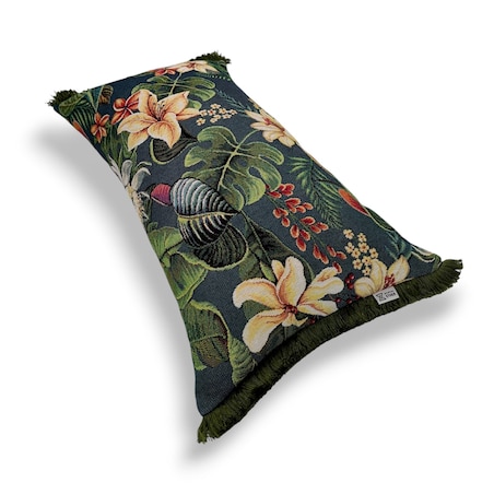 Zielona poduszka dekoracyjna w kwiaty lotosu 50x30