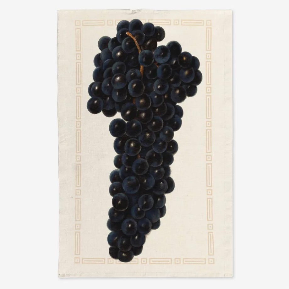 Lniany ręcznik kuchenny - czarne winogorno