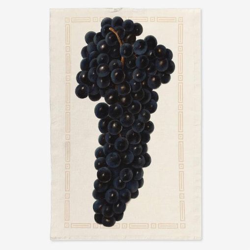 Lniany ręcznik kuchenny - czarne winogorno