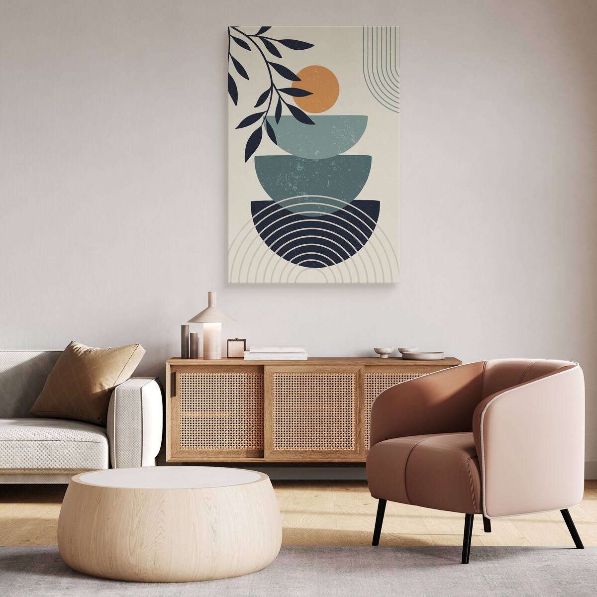 Obraz Do Sypialni Liście Kamienne Naczynia Minimalizm Styl Boho 30x40cm