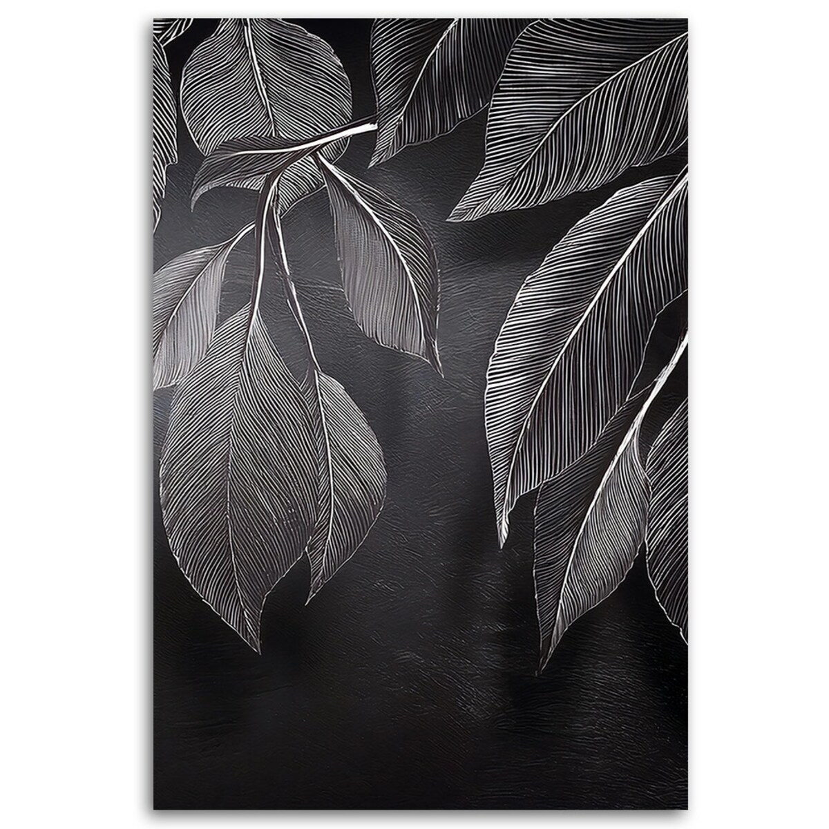 Obraz na płótnie do salonu pokoju dziennego Minimalistyczne Liście Rośliny Czarno Biały 70x100