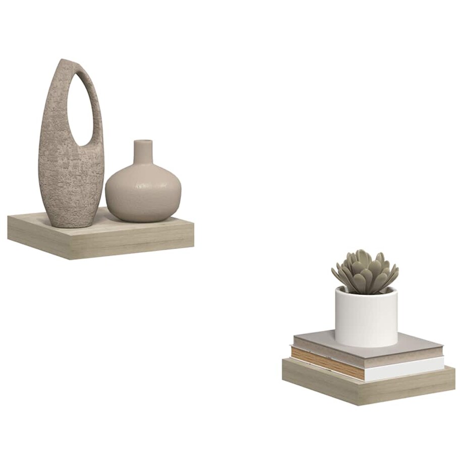 vidaXL Półki ścienne, 2 szt., kolor dębowy, 23 x 23,5 x 3,8 cm, MDF