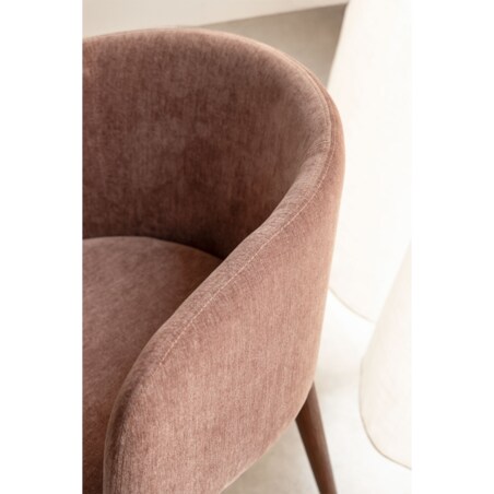 Krzesło szenilowe z podłokietnikami, herbaciany róż, ciemne nóżki, Burnia