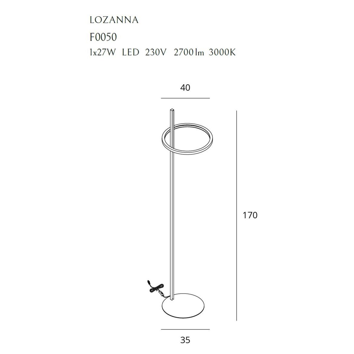 Geometryczna lampa podłogowa LOZANNA ledowa 27W 3000K złota