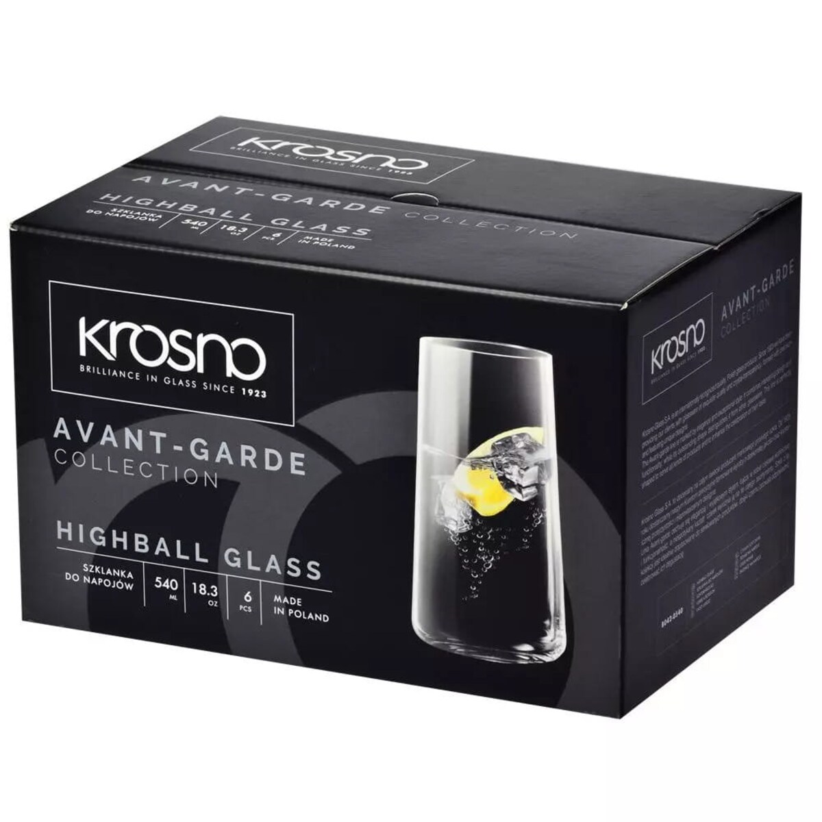 Szklanki Long Wysokie Drink Avant-Garde Krosno 6 x 540 ml Proste Klasyczne