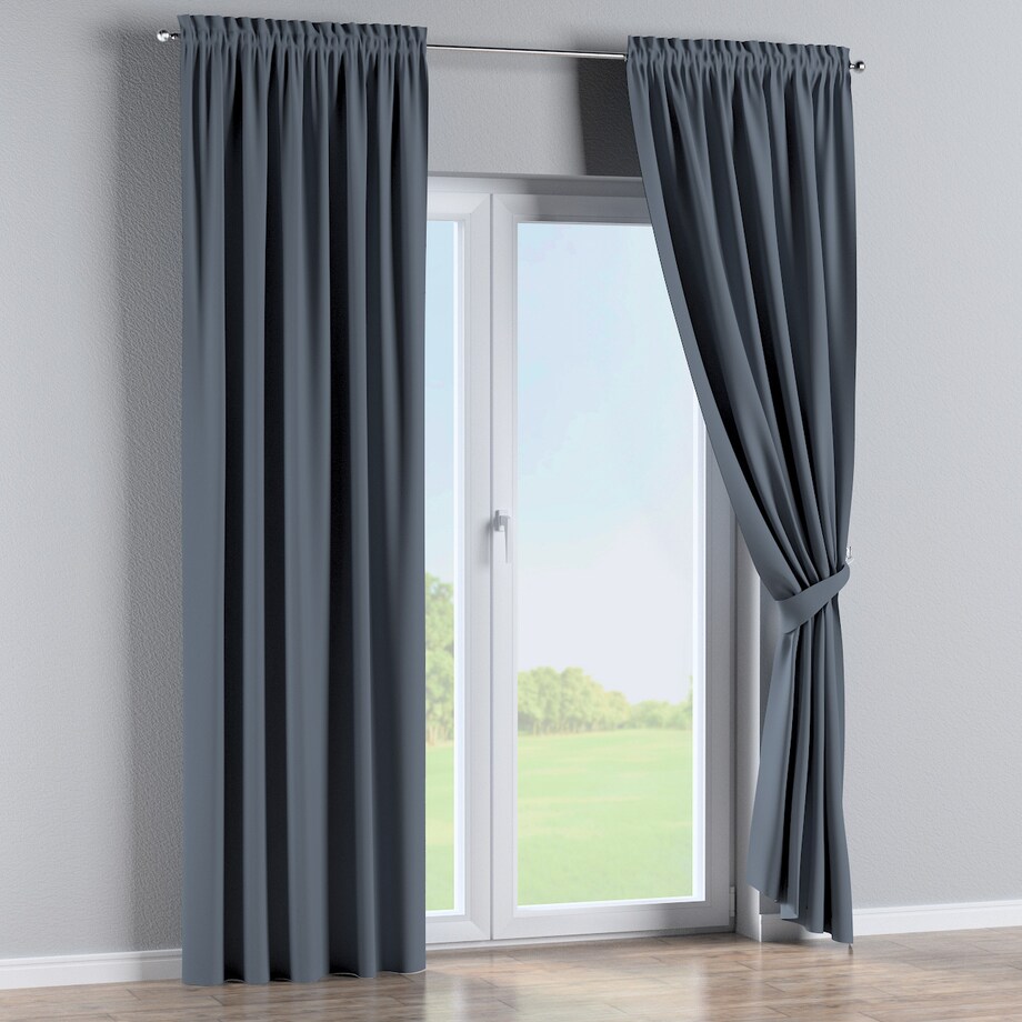 Zasłona na kanale z grzywką 1 szt. 130x245 grafitowy szary