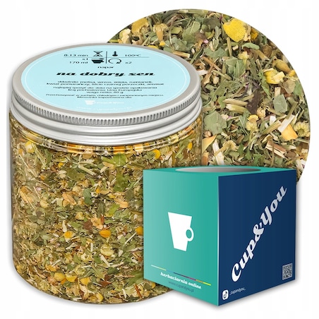 Herbata ziołowa NA DOBRY SEN o smaku cytrusowo-rumiankowym PREMIUM Cup&You - herbata liściasta sypana mieszanka napar susz - gotowa na prezent upominek