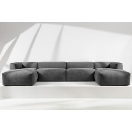 KONSIMO BUFFO 7/8-osobowa panoramiczna sofa narożna z wyjątkowo miękkim siedziskiem, kolor popielaty