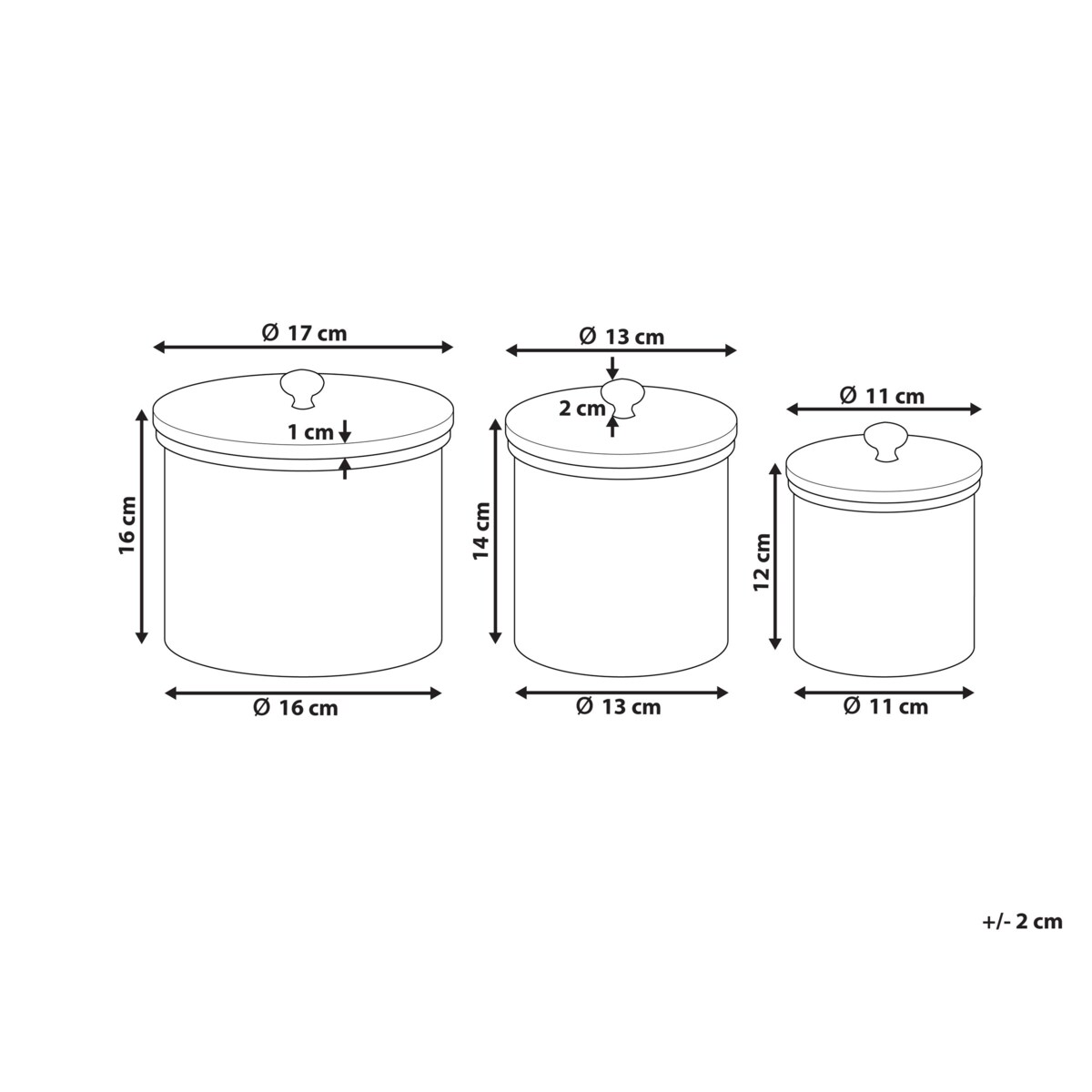 Zestaw 3 pojemników dekoracyjnych srebrny ALEXANDRIA