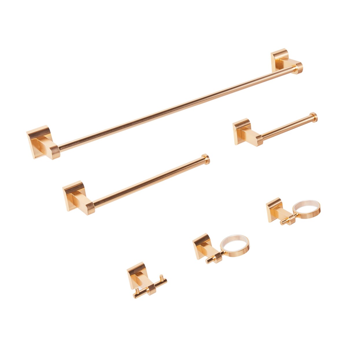 Zestaw akcesoriów toaletowych 6 elementów TALARA Z uchwytami i haczykami na ręczniki Złoty